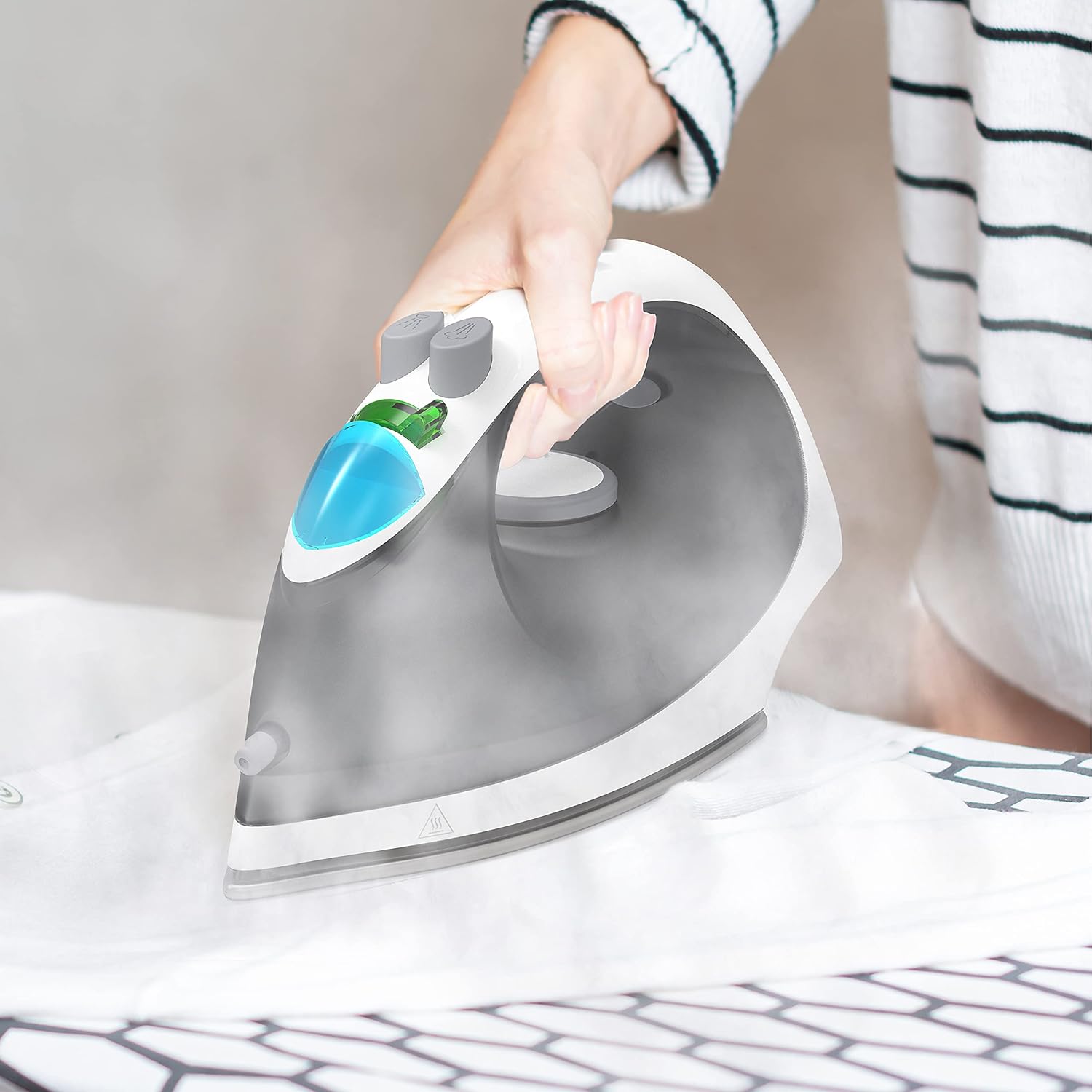 Steamfast SF-760 Portable Cordless Steam Iron - Non-Stick Sole Plate & Carrying Case - White