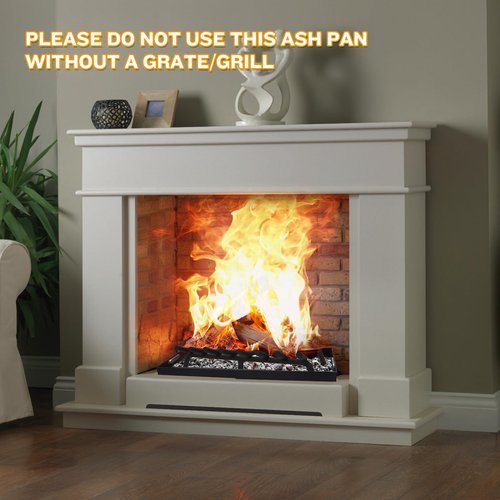 MYFIREPLACEDIRECT 2 Piece Adjustable Ash Tray Pan | Expandable Fireplace Pan With Handles for Up to 31" Grate, Rectangle Galvanized Steel Sturdy Tray, Black
