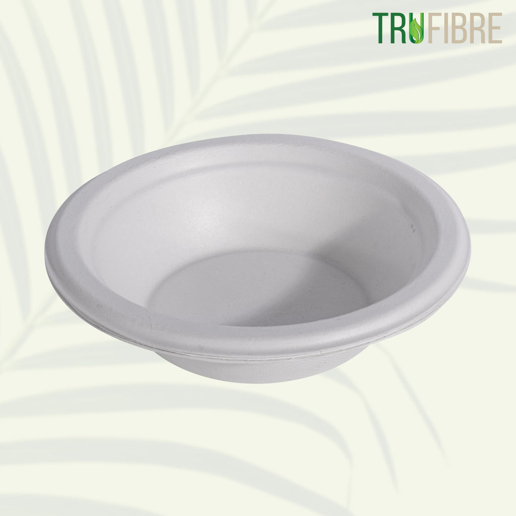 TruFibre Disposable Soup Bowls for Hot Food, 100 Pack, 12 Oz Paper Bowls, Compostable Heavy Duty Bagasse, Disposable Bowls for Cold Cereal, Salad, Bulk