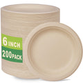 GreenWorks 200 Count 6“ Small Compostable Dessert Plates, Heavy-duty Unbleached Biodegradable Bagasse and Bamboo fiber Paper Plates …