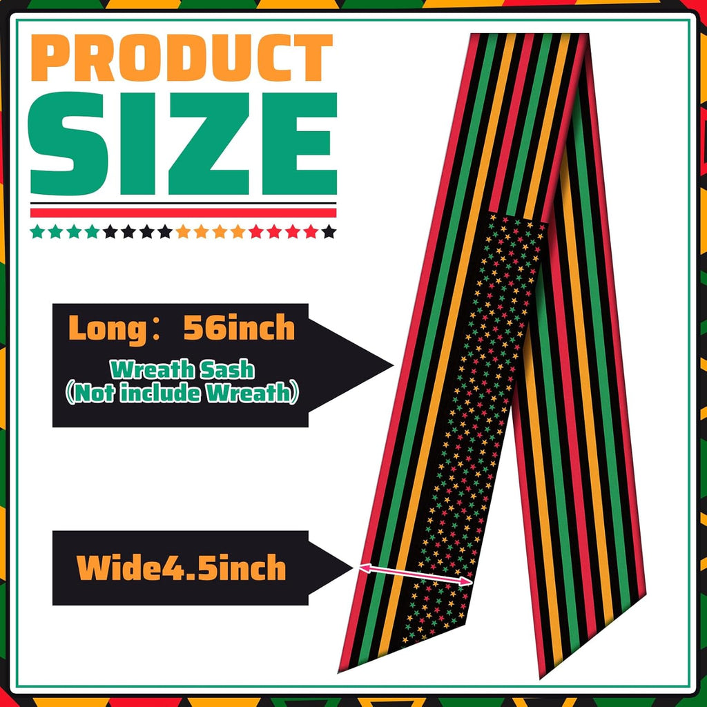 VitalCozy Happy Juneteenth Wreath Sash - Satin Ribbon for Embroidery Monogram | Indoor/Outdoor Decor
