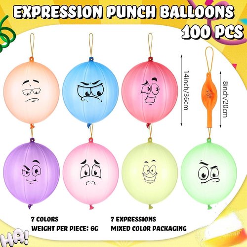 Hollowfly Heavy Duty Punch Balloons - 100 Pack for Carnival Parties | Fun Birthday Decorations