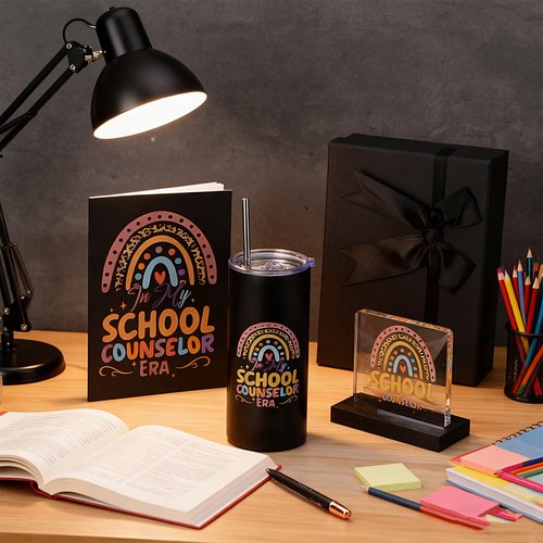 Patelai 5 Pcs School Counselor Gifts Counselor Appreciation Gifts for Teacher Women Men Include 16 oz Tumbler Notebook Ballpoint Pen Desk Stand for Educator School Teacher Day Office Must Haves