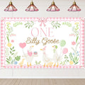 Avezano One Silly Goose Backdrop Banner for Kids Goose 1st Birthday Party Decoration Duck Farm Barnyard 1st First Birthday Party Supplies (Pink, 6x3.6ft)