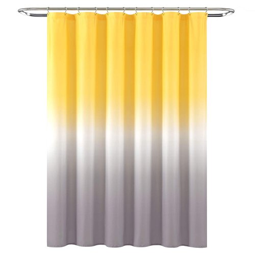 Lush Decor Umbre Fiesta Shower Curtain Single 72" W x 72" L Yellow & Gray - Yellow Shower Curtains for Bathroom - Bathroom Curtain - Ombre Curtains