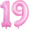 GOER Jumbo 42-Inch Number 19 Balloons - Sweet 19 Birthday Party Decorations | Light Pink Foil Helium