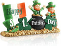 Fumete St. Patrick's Day Decorations | Leprechaun Figurines & Green Shamrock Home Decor