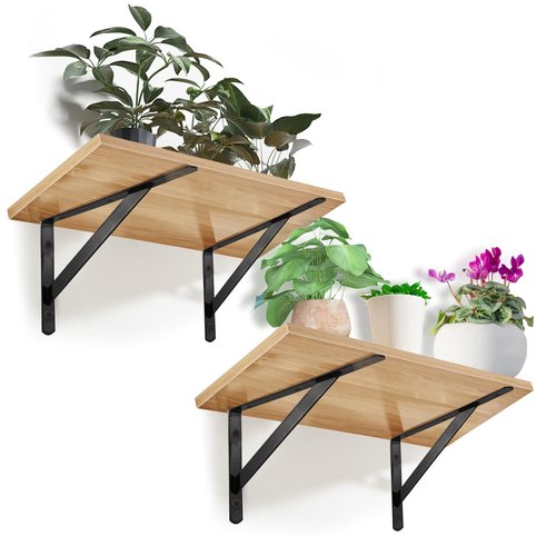 Hiceeden 12 Pack Heavy Duty Shelf Brackets, 8 in x 5 in Wall Mount Steel L Shelf Bracket, Angle Brackets for Floating Shelves, Black Metal Powder-Coated