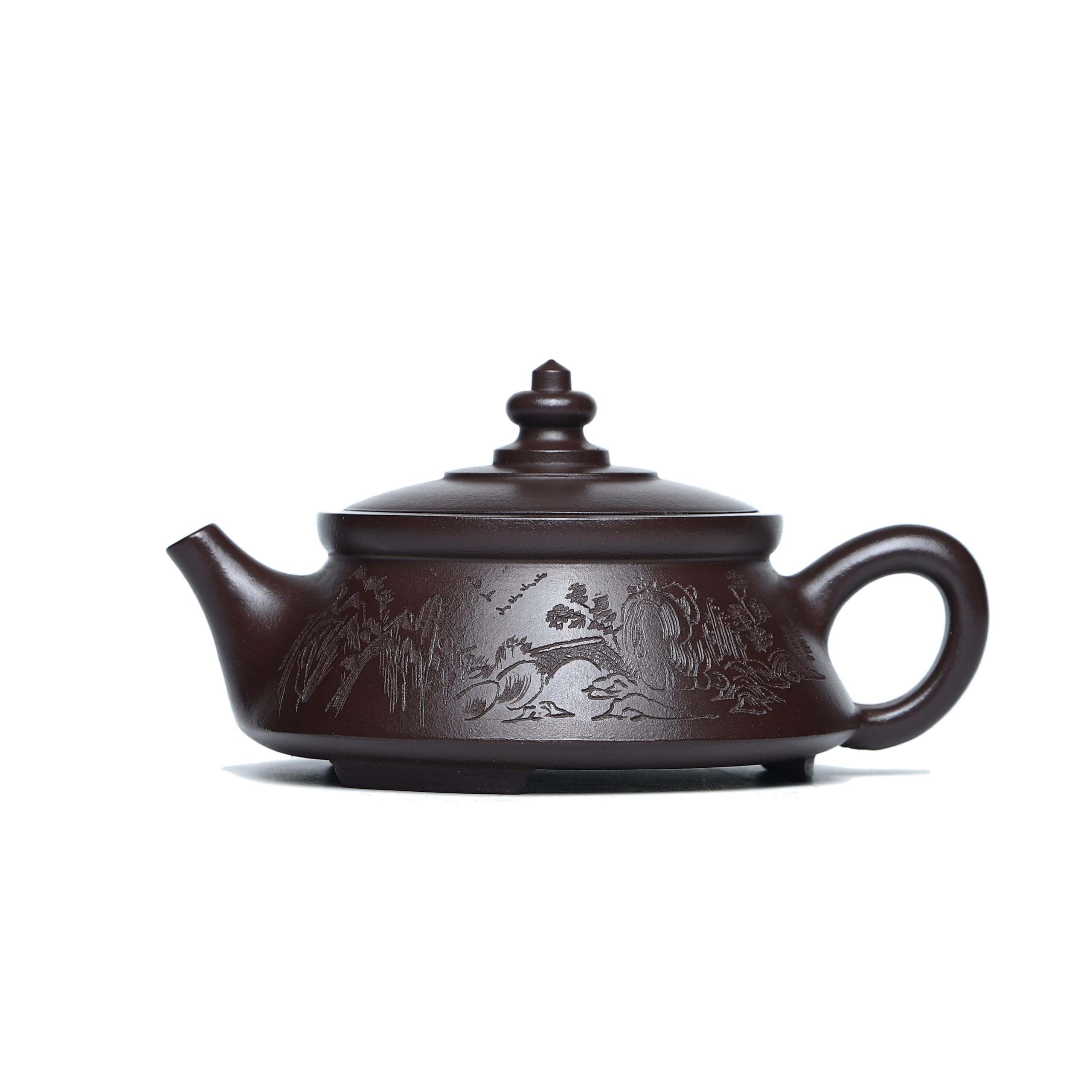 SILINE Zisha Tea Pot,Chinese Genuine Handmade Yixing Clay Teapot 8 Oz,Infuse Brew Kung Fu Loose Leaf Tea Maker -Suiyuan,Zini Purple Clay