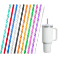 XANGNIER 10 Pack Replacement Swirl Straws for Stanley/Simple Modern 40/30 oz Tumbler,Shiny Crystal Plastic Straws Reusable,Tall Long Drinking Straws with Cleaning Brush for Stanley Cup Accessories
