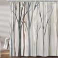 MERCHR Brown Grey Tree Fabric Shower Curtain, Art Style Abstract Birch Forest Rustic Wood Polyester Fabric Waterproof Bath Curtain, Farmhouse Bathroom Shower Curtains with Hooks 72X72 Inch