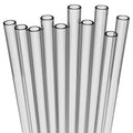 Fiesta First 10 Long Clear Straws - Hard Semi-transparent Plastic Reusable Drinking Straws + Sturdy Cleaning Brush - for Tumblers, Mason Jars, Milkshakes and Smoothies - Dishwasher Safe BPA Free