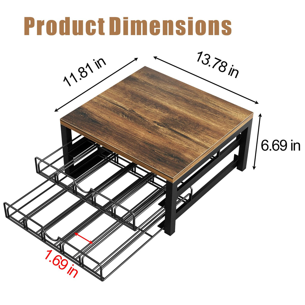 Dazioter Coffee Pod Holder Drawer 2 Tier for K Cup Capsule Pods Storage Organizer Under Coffee Pot Storage Sliding Drawer (Black, 2 Tier)