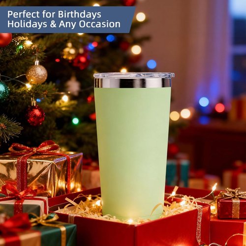 GGQ 20oz Travel Coffee Tumbler Food-Grade 304 Stainless Steel Vacuum Insulated Double Wall Leak-Proof Lid Reusable Straw Hot and Cold Drinks Cup Holder Friendly (Brown)
