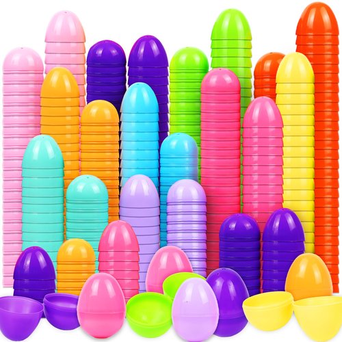 500Pcs Easter Eggs, 2.3" Fillable Colorful Bright Plastic Easter Eggs Empty for Easter Hunt, Filling Treats, Easter Basket Stuffers Fillers, Party Favors, Classroom Prize Supplies Decoration