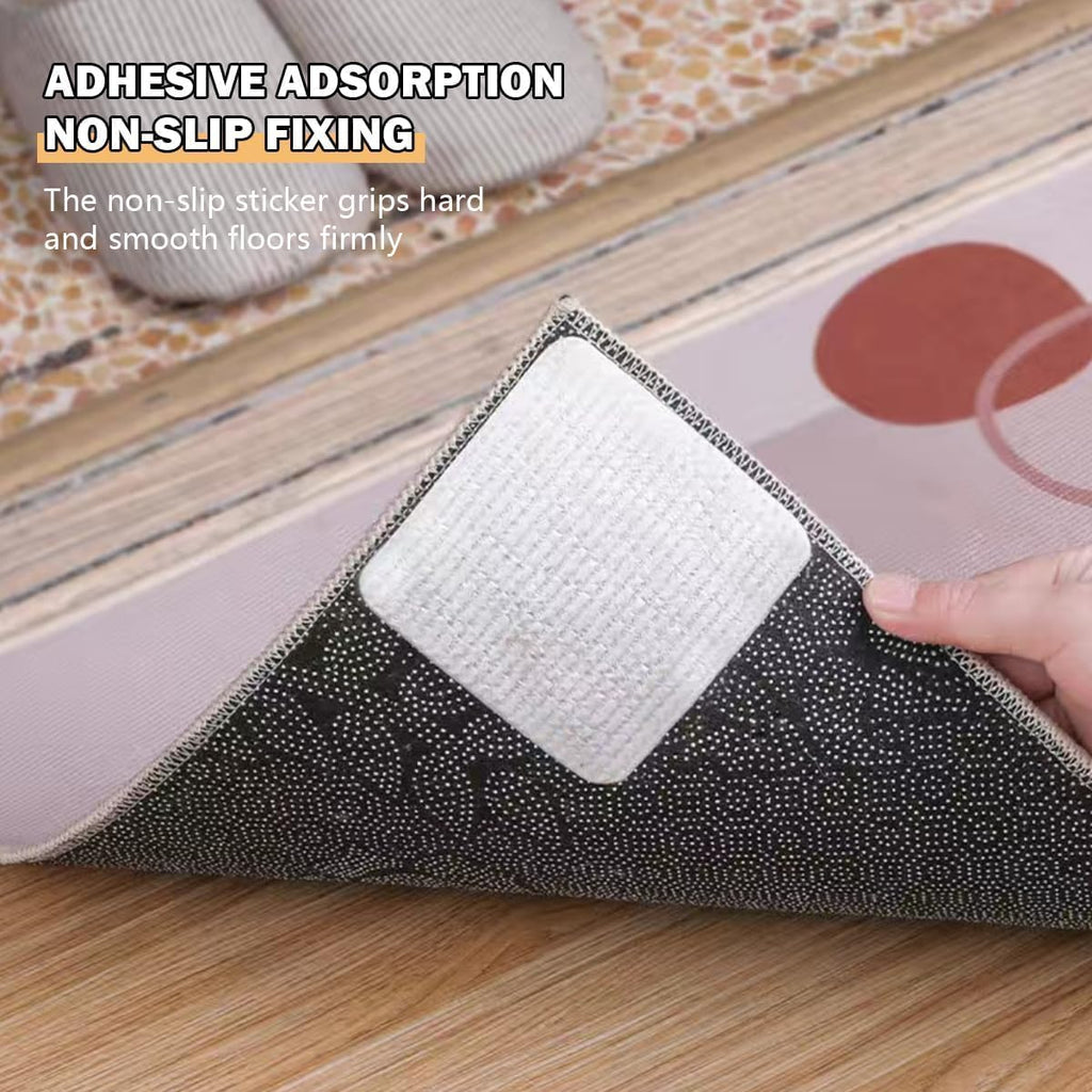 Skiennix Non-Slip Rug Pad Grippers - Double-Sided Carpet Corner Stickers for Hardwood Floors | 4PCS Set