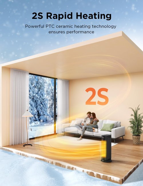 1500W Portable Electric Space Heater, Fast Heating Ceramic Heaters for Indoor Use with Thermostat, 4 Modes,60° Oscillating,24H timer, Quiet and Safe Heating for Office Desk Bedroom Livingroom, Black