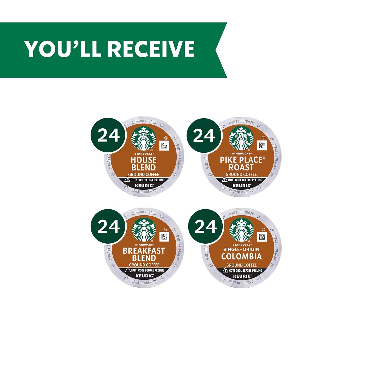 Starbucks K-Cup Coffee Pods - Medium Roast Variety Pack | 100% Arabica, 96 Pods for Keurig Brewers