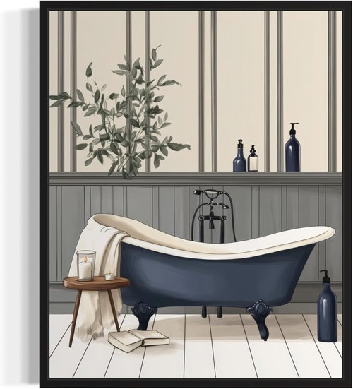 Blue Bathtub Art Print | Humorous Aesthetic Wall Decor | 8 x 10 Inches Unframed