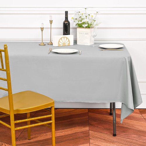10 Pack Light Grey Tablecloths for 6ft Rectangle Tables 60 x 102 Inch - Polyester Table Cover Stain and Wrinkle Resistant Washable Fabric Table Clothes for Wedding Party Banquet Reception Restaurant