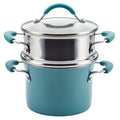 Rachael Ray Cucina Hard Porcelain Enamel Nonstick Multi-Pot / Steamer Set, 3-Quart, Agave Blue - 16799