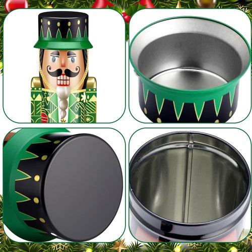 Roshtia 12 Pcs Christmas Cookie Tins with Lids Nutcracker Cookie Containers 12 Inch Decorative Treats Storage Tins Nutcracker Christmas Gift Kitchen Counter Decor for Gift Giving Baking Treat Storage