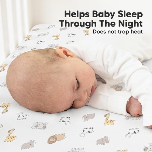 KeaBabies Organic Crib Sheets - 2-Pack Fitted Jersey Cotton for Boys & Girls | Soft, Breathable, Cute Prints - 52x28