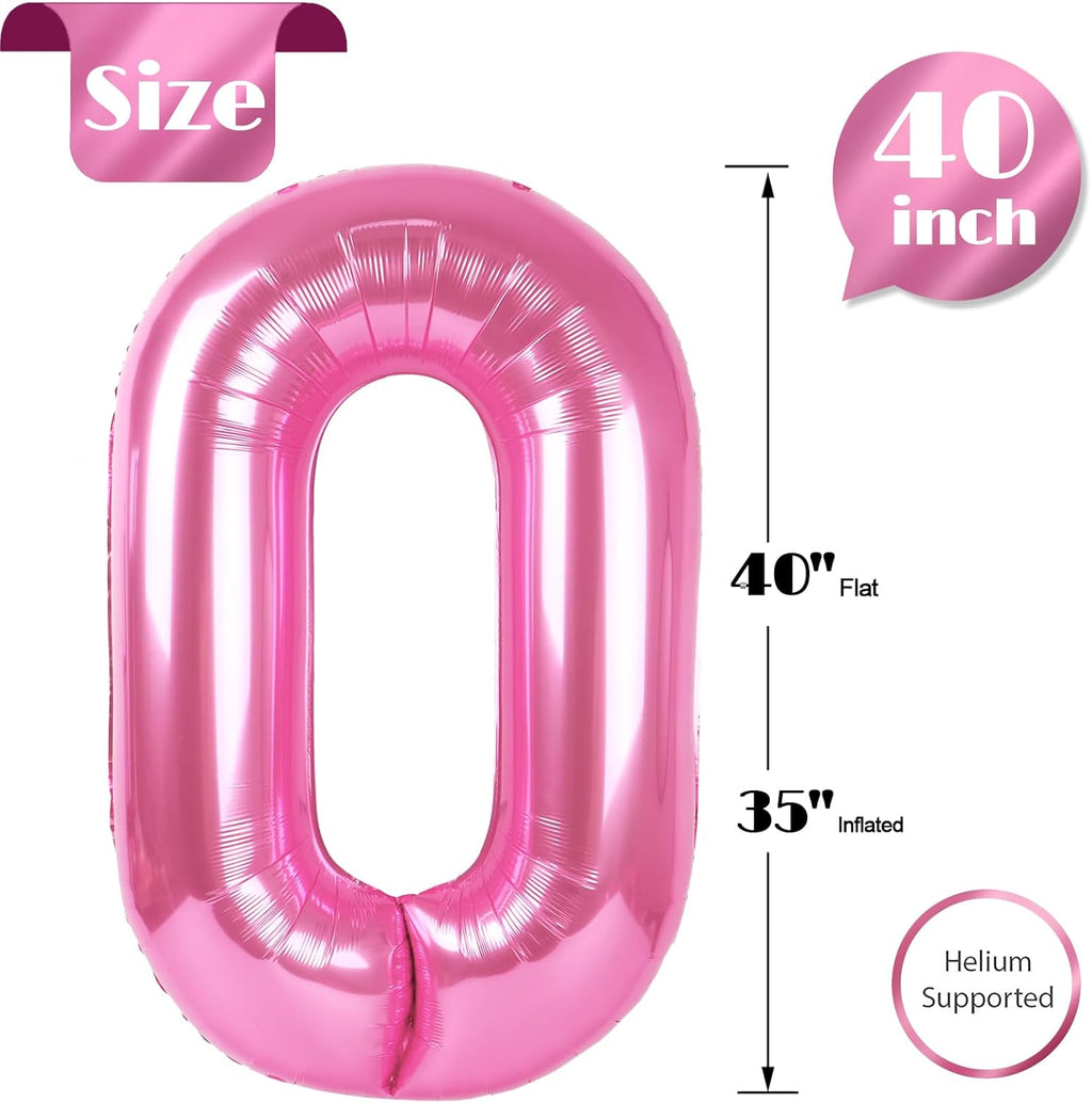 Pink Number Balloon by [Brand Name] - 40 Inch 0 Balloon for Birthday Decorations | Perfect Party Supplies for Women