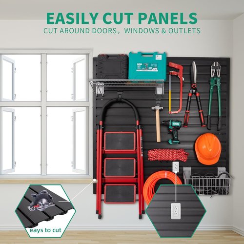 FRAYSCENT Slat Wall Paneling - Durable 4'x8' Slate PVC Panels for Garage Storage & Organization