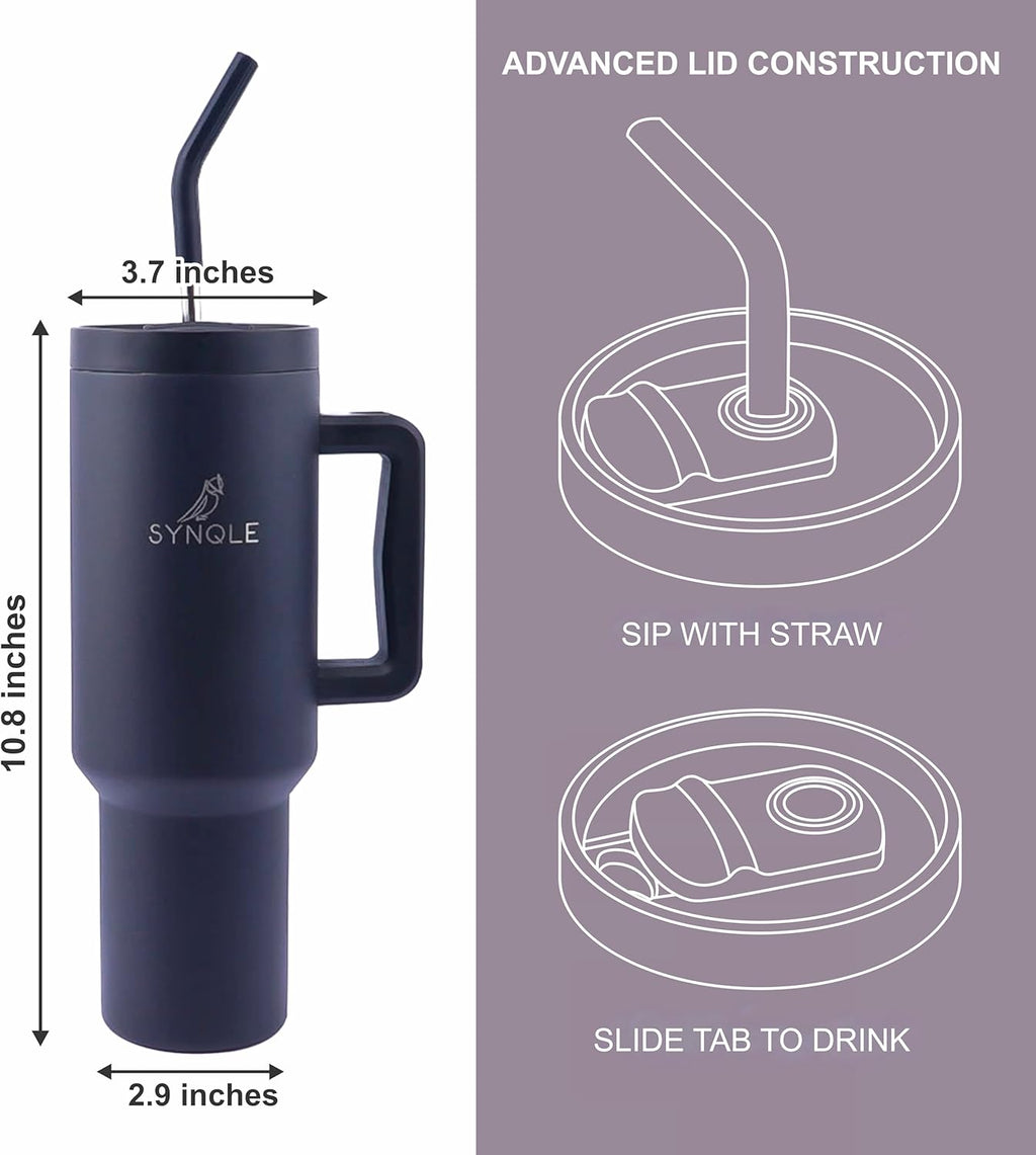 Skiennix 40 oz Double Insulated Stainless Steel Tumbler - Leak Proof Travel Mug for Hot & Cold Drinks | Black