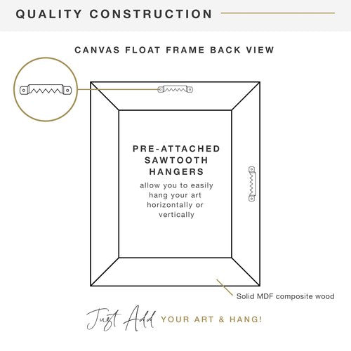 MCS Canvas Float Frames 11x14 Frame, Walnut Woodgrain for Finished Canvases, Vertical & Horizontal Wall Hanging Large with Adhesive for Canvas Paintings (1-Pack)