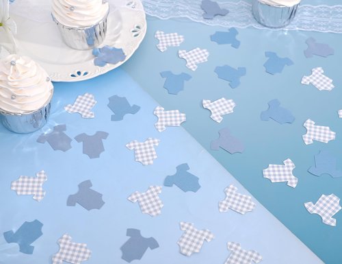 Blue Bodysuit Confetti - Blue Gingham Baby Shower Confetti,Baby Shower Decoration,Boy/Girl Onsie Decor (blue-1)