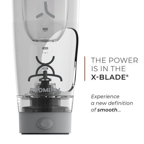 Promixx PRO Shaker Bottle New Edition – Rechargeable, Powerful for Smooth Protein Shakes – includes Supplement Storage, BPA Free, 20oz Cup, Graphite Gray