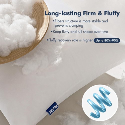 MIULEE Throw Pillow Inserts - 100% Virgin Fiber Filling | Pack of 2, 18x18 Inch for Bed & Couch