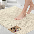 GORILLA GRIP Bath Rug Mat - Thick Soft Chenille Microfiber | Quick Dry & Washable 24x17, Ivory