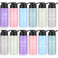 Reallnaive 12 Pieces Christian Religious Aluminum Water Bottles Bulk Snap Lids 20oz Morandi Colors Outdoor Leakproof Reusable Water Bottles for Travel Camping Hiking Fishing