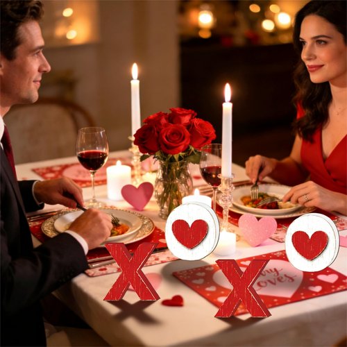 XOXO Sign Wooden XOXO Decorations Valentines Day Decorations Valentines Decor Indoor for Home Table Centerpiece Shelf Mantel Fireplace Dinner Hotel Decor