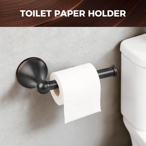 DEGULAS Bathroom Towel Bar Accessories Set，Oil Rubbed Bronze Bathroom Hardware Set, Includes 24In Towel Bar, Towel Ring, Robe Towel Hooks,Toilet Paper Holder, Bathroom Towel Rack Set