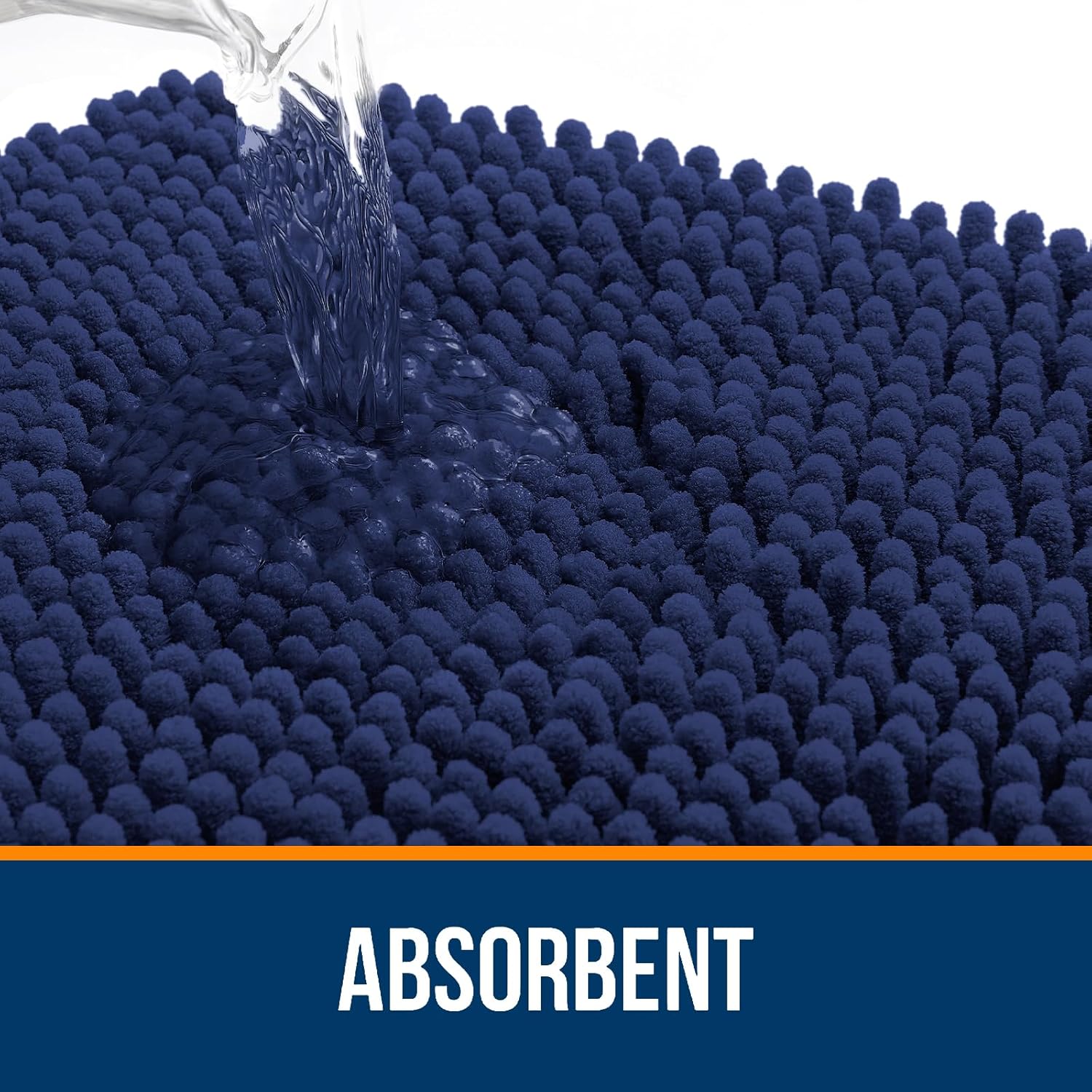 OLANLY Bathroom Runner Rugs - Soft Absorbent Chenille with Rubber Backing | Quick Dry, 47x24, Twilight Sapphire