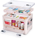 Skiennix 24 QT Medicine Organizer - Extra Large Collapsible Storage Box with Removable Tray & Wheels