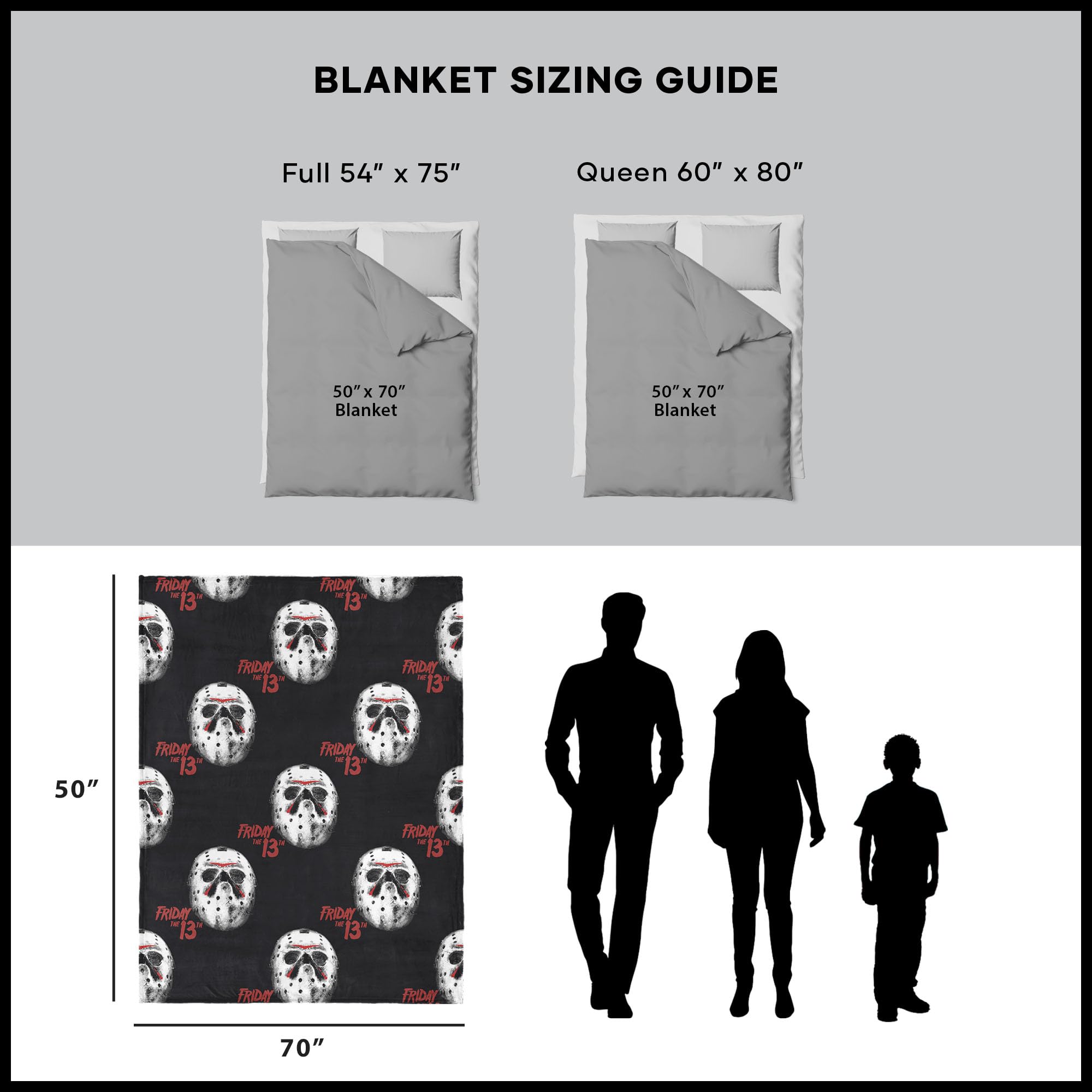 Warner Brothers Friday 13th Bloody Hands Halloween Silk Touch Throw Blanket for Bed and Couch, Cozy, Soft & Lightweight, Spooky Blankets, 50x70 inches