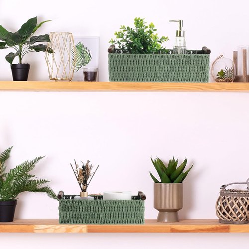 Boao Wicker Storage Baskets - Handmade Boho Decorative Paper Rope Baskets | 3 Pcs for Organizing