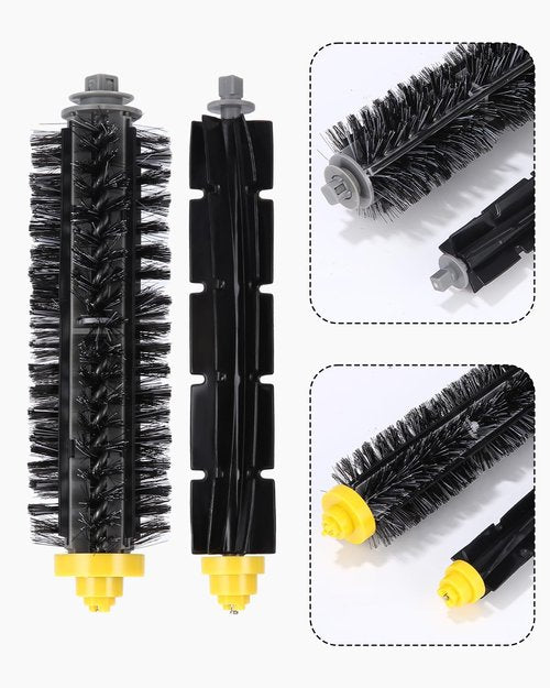 Yakerooter Replacement Parts Brush for IRobot Roomba 600 Series 694 692 690 680 675 665 660 655 650 640 630 625 621 620 615 614 610 606 605 & 700 Series 790 780 770 760(4 Sets Bristle & Beater Brush)