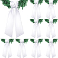 Skiennix 8 PCS White Satin Wreath Sashes - Blank Embroidery Accessories for Weddings & Holidays