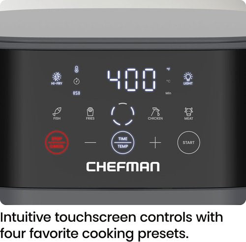 Chefman Air Fryer - 6 QT Compact Airfryer with Hi-Fry Technology & Easy-View Window - Grey