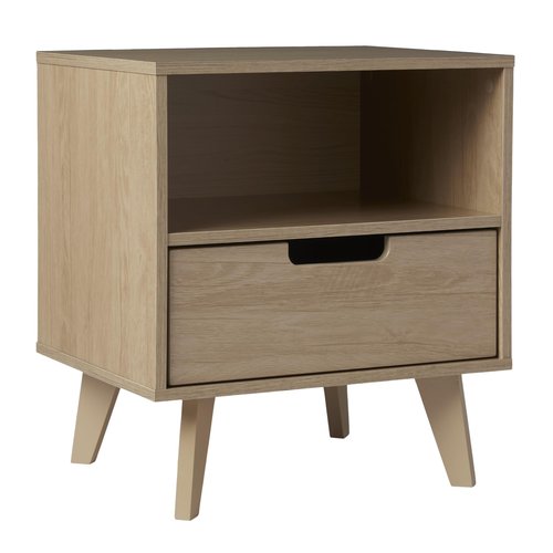 Walker Edison Raelyn Mid-Century Modern 1-Drawer Nightstand, 20 Inch, Riviera