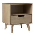 Walker Edison Raelyn Mid-Century Modern 1-Drawer Nightstand, 20 Inch, Riviera
