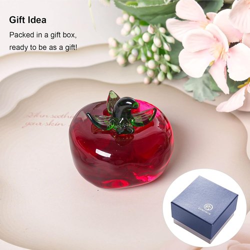 LONGWIN Glass Mini Tomatoes Figurines - Collectible Crystal Fruit Decor for Tabletop Centerpieces