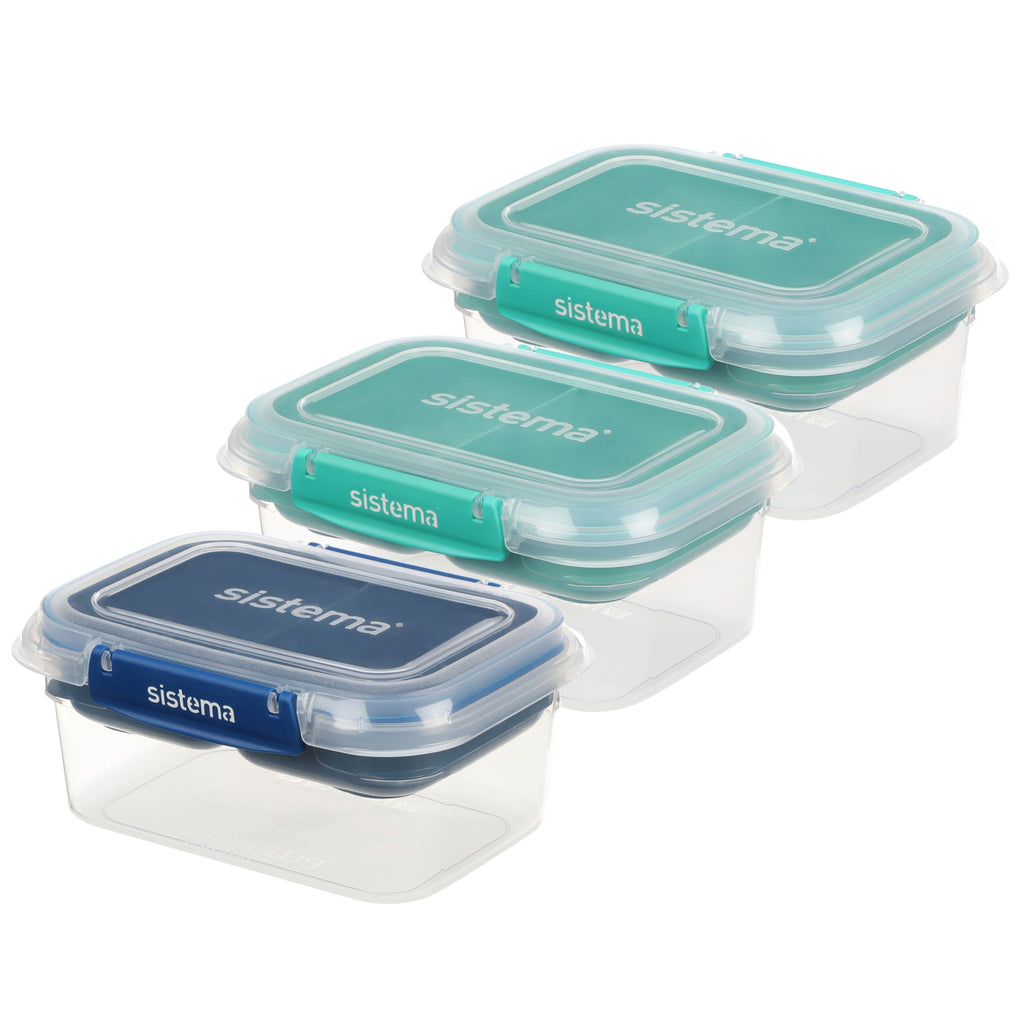 Sistema TO GO Stax Leakproof Food Storage Containers | 1 L | Airtight & Stackable Meal Prep Containers with Lids | Lunch Boxes | BPA-Free | 3 Count