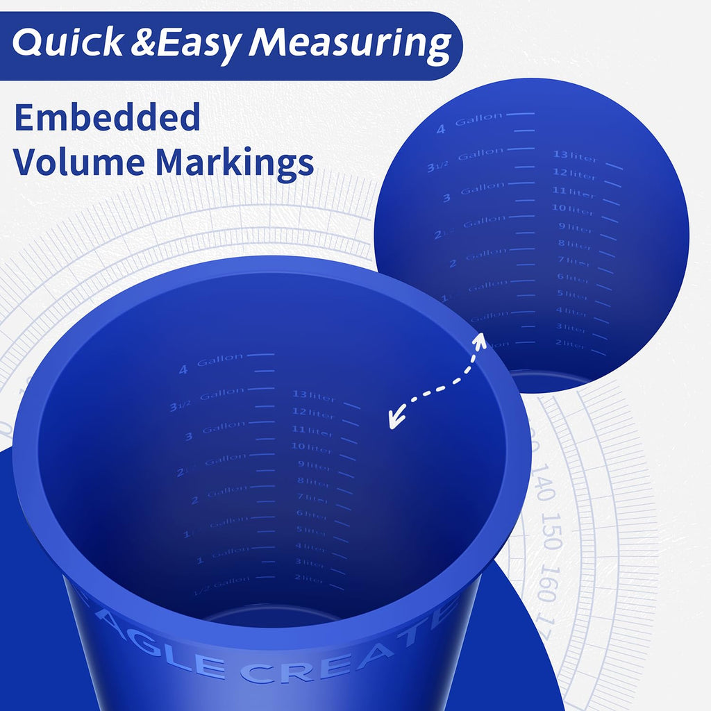 EAGLE CREATE 4mm Thick Silicone Bucket Liner for 5 Gallon Buckets, Leakproof Concrete Mixing Liner with Measurements, Reusable Heavy Duty Insert for Thinset, Grout, Mortar & Paint